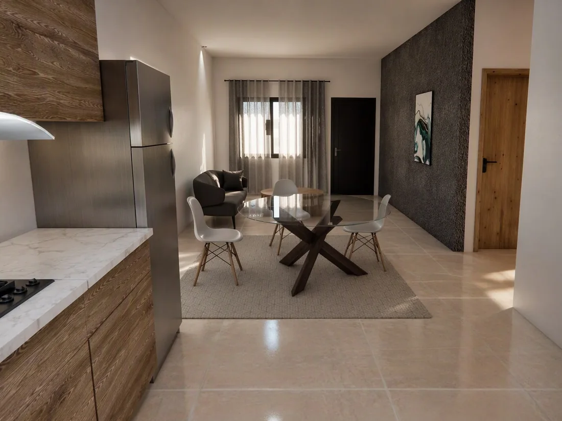 Cocina integrada con isla