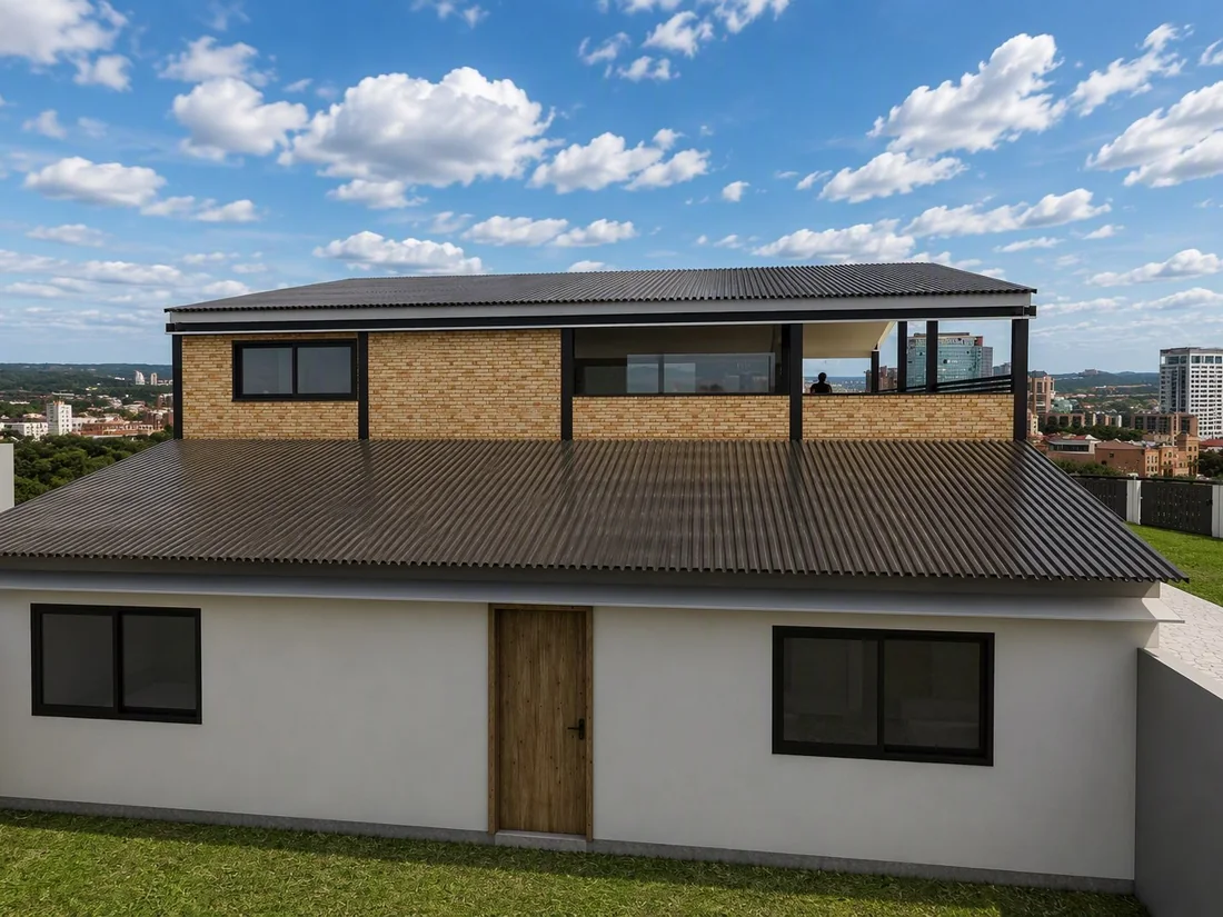 Vivienda con planta alta y balcón corrido